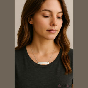 Unbranded Silver Tone Initial Bar Necklace One Size